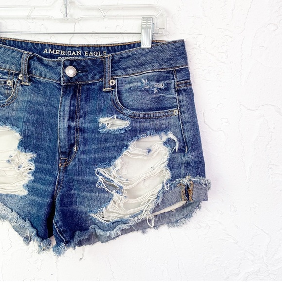 American Eagle Distressed Hi-Rise Festival Shorts - Picture 2 of 7